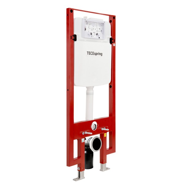 Комплект для установки подвесного унитаза: застенный модуль, панель смыва TECEspring, унитаз-биде TECEspring