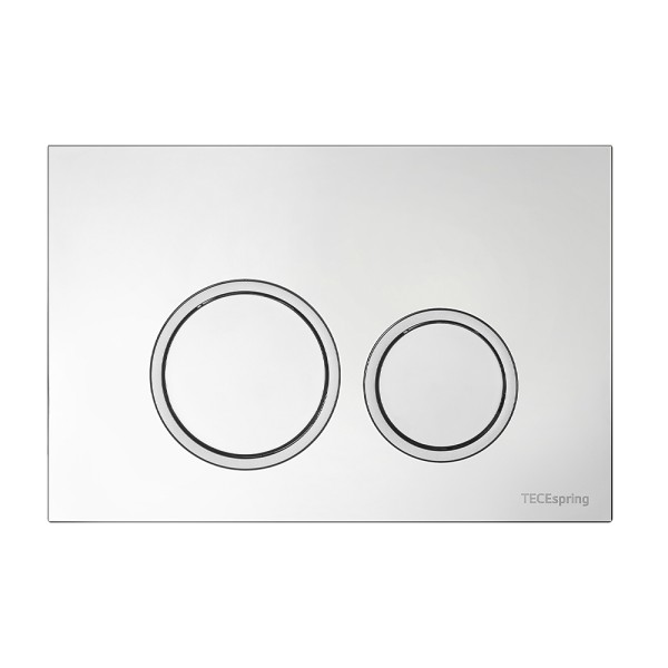 Комплект для установки подвесного унитаза: застенный модуль, панель смыва TECEspring R, хром глянцевый с хромированным контуром клавиш, унитаз TECEspring K