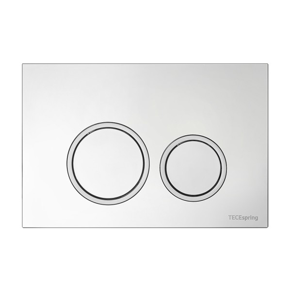 Комплект для установки подвесного унитаза: застенный модуль, панель смыва TECEspring R, хром глянцевый с хромированным контуром клавиш, унитаз TECEspring S