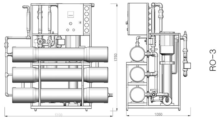 AWT RO-3/8040  - установка обратного осмоса с насосом (до  3 м3/ч )